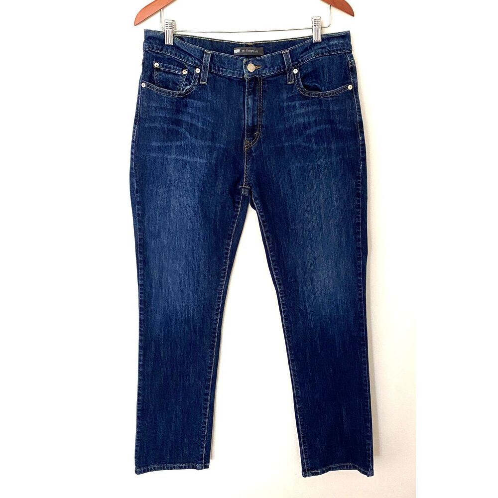 Levis 505 Straight Fit Straight Leg Sleek Blue Mid Rise Jeans 14L (W 32/L 34)
